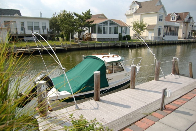 @C on the dock in Bethany Beach with the mooring cover on. Worked great when the rains of Hanna rolled through.