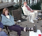 (Pat Anderson)  Dana and Bob (Da nag), Dana Showing Off Latest Fashion in Leg Braces (Beats a Cast Hands Down)