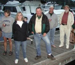 (Pat Anderson) C-Brats Enoying the Christenings - Janet (Luna-C), Judy and Tim (Lynn Marie), John (Liberty Call crew), Bob (Da Nag crew)