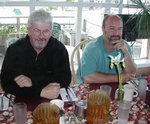 (Pat Anderson) Fred (Anita Marie) and Bill (Da Nag) at Love Dog Cafe breakfast