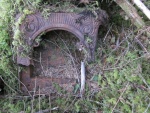 Remains of a cast iron stove.