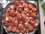 Same prawns and shrimp cooked and ready for eating.