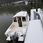 Brrrrrr first measurable snow on this dock since 1989