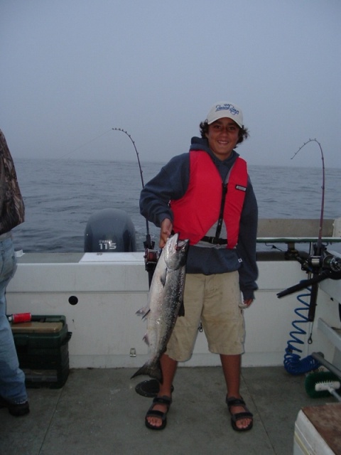 Casey and his first salmon. This photo appeared in the 