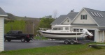 Annalee in our driveway on the way to Rome, NY marina