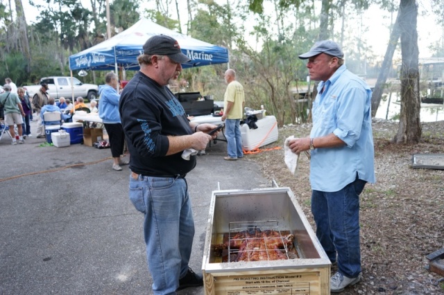 Marc and Danny get the pig ready