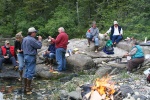 Everyone enjoys the wonderful food, warm bonfire and fellowship at the gathering.