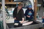 Cleaning Halibut with the gracious help of Eagle Charters
