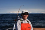 Margaret, trolling for salmon at Deer Harbor, Gulf of Alaska