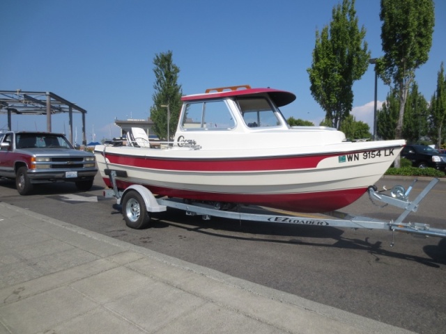 082414 Edmonds - All strapped down and ready to head home.  Second trip out on the C-dory was a success!