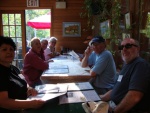 At the Hummingbird Pub!
Tanya, Joe, Roger & Janet
Ken and Lynn are hidden back in the corner, then there's our host George. Dan's in front on the right.