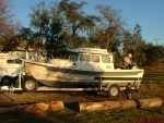 Dad & Wyatt prepping boat for fishing trip.