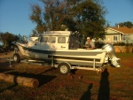 Dad hooking up Cannon Downrigger.