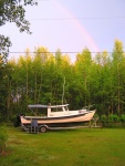 Midnight rainbow in North Pole arches over C-Farer and her new bimini