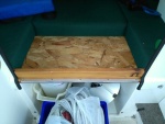 V berth filler; 
wood cleats on bottom to hold in place