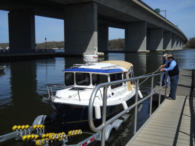 Launching the Betty Ann in the Connecticut River at the Baldwin Boat Launch