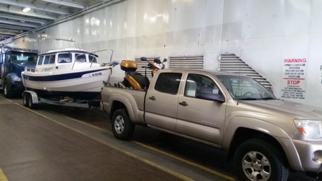 On the ferry heading to her new home