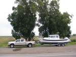 Toyota Tacoma V6 towed it just fine from AZ to WA