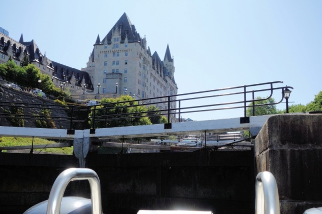 Descending in the Ottawa 'flight of 8 locks', #1 with view of govt buildings