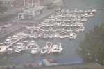 Cat O' Mine is in 4th row of yachts from top at Montreal Yacht Club marina.  View from the Montreal Ferris wheel.