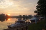 Baldwinsville town dock at sunrise, very quiet next to a cemetary