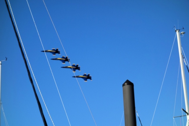 Blue Angels practice over the PNS NAS marina