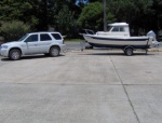 Cajun Dory and tow vehicle