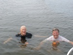 Jim and Jeff swimming  on Lake Hickory 