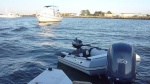 Junior the Dink, anchored near the Cape May Coast Guard station. Great spot continuous boat traffic in a no wake zone. About  one mile dink ride to The Loster House Restaurant