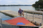 It wasn't me!  Capsized boat at the dock of the Hilton Batang Ai, Borneo, Malaysia.  4-6-2012