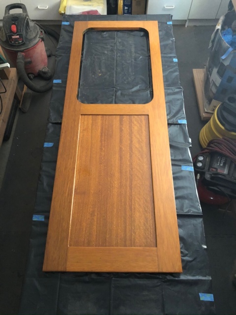 Mahogany Door made from old shelving