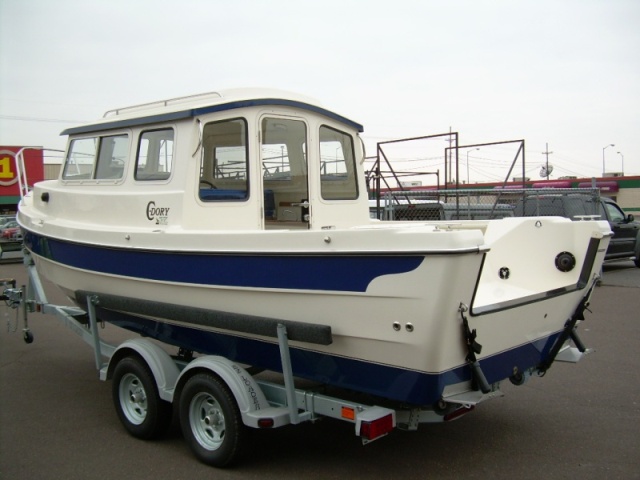 This is the first picture I ever saw of my actual boat. Here, she is sitting on Northwest Outlet's lot in Superior, WI.