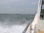 Approaching the Verrazano Narrows Bridge.