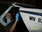 Installing the anchor guard on the bow