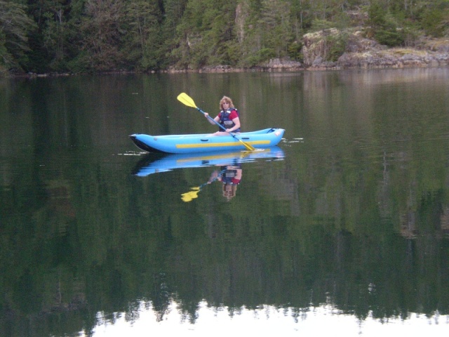Robbin in kayak at Walsh Cove