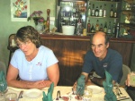 (Pat Anderson) Mac and Linda (Two Lucky Fish) at Floathouse Restaurant Gorge Harbour 9-10-05