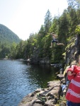 Jordan jumping off into Unwin Lake