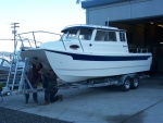 (Cygnet)Les and Stan working in an area of concern.  Pretty high trailer part for an anchor to pass over. 