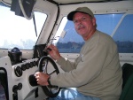 Proud captain, and that's not rain on the windows -- rough San Francisco Bay crossing.