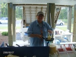 Chef Paula working hard to feed a hungry lot of boaters. 