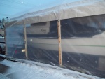 4/20/2011  started to build a plastic enclosure around my boat but it started to snow again