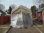 4/22/2011..   front view,hope the sun warms it up inside enough to paint
