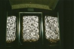 View of curtains from inside the cabin.