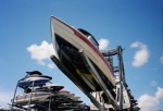 On it\'s way to the berth in the dry stacks on Lake Union in Seattle