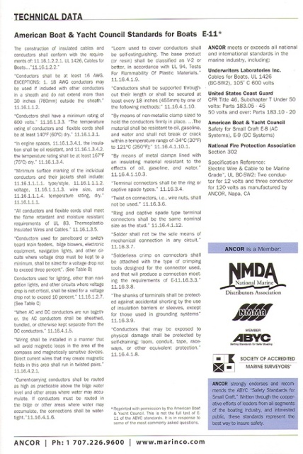 Selected ABYC electrical standards.
Place cursor on photo and clik for larger size. Save to your 'pictures'on your computer and you can enlarge and print. 