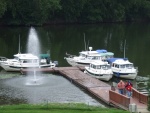 Our fancy lunch stop. I think the fountain was to keep the Canadian Geese off the dock. It didn't work.