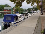 A Row of 8 C-Dory's Docked Saturday Alongside the Wall at Seneca Falls