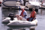 Russ and Toni (Traveler) in Dinghy