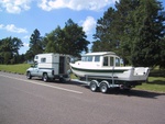 July 2002, Picked up new C-Dory @ Northwest Outlet, Superior, Wi., and trailer home to Va.