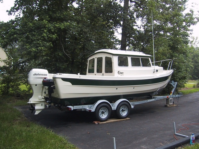 By May, we have Greeniron ready for sea trials. Only problem was motor would not run much above idle. Bypassed fuel selector valve, ran good. Later, took valve apart, what a mess,  all gooped up with sealer, and plumed wrong.